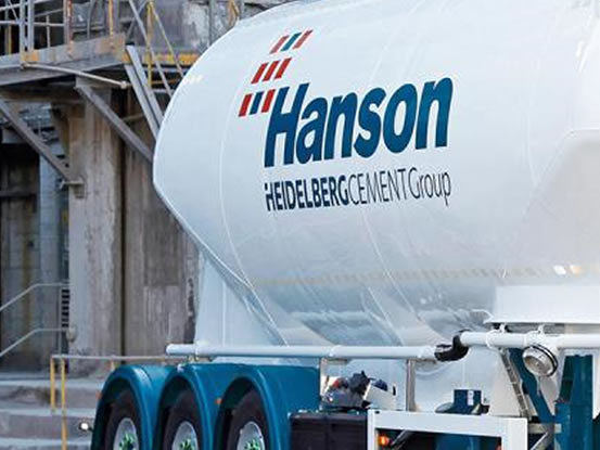 Hanson Cement lorry fitted with blind spot safety system