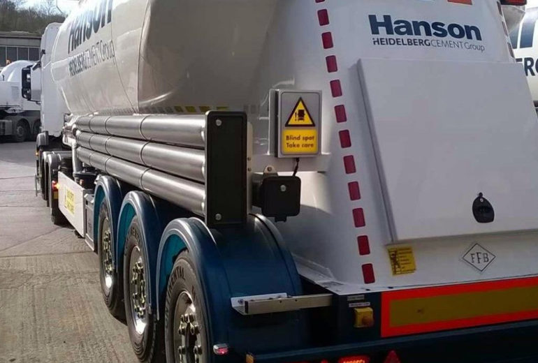 Hanson Cement lorry fitted with blind spot safety system